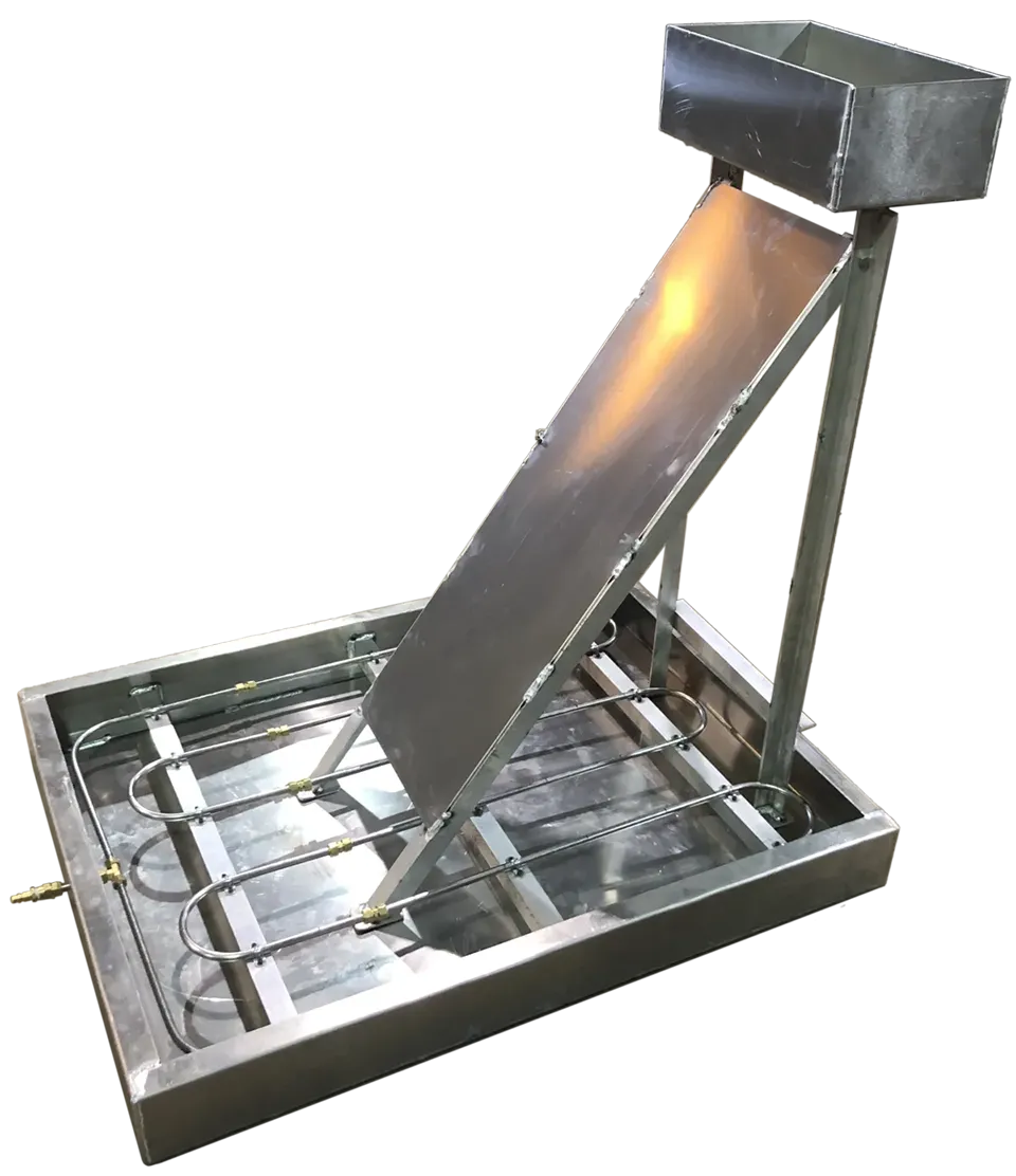 fire extinguisher training pan with vertical attachment