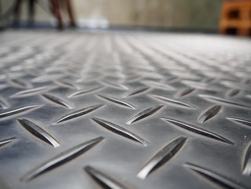 close view of steel tread plate