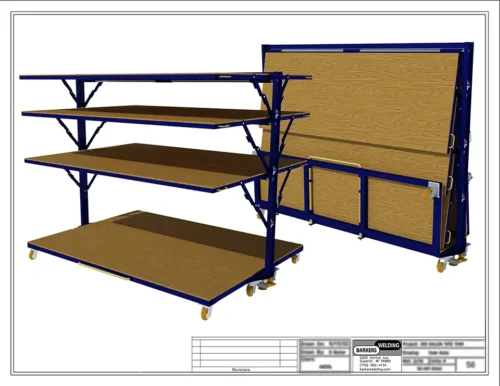 storage table in open and folded position