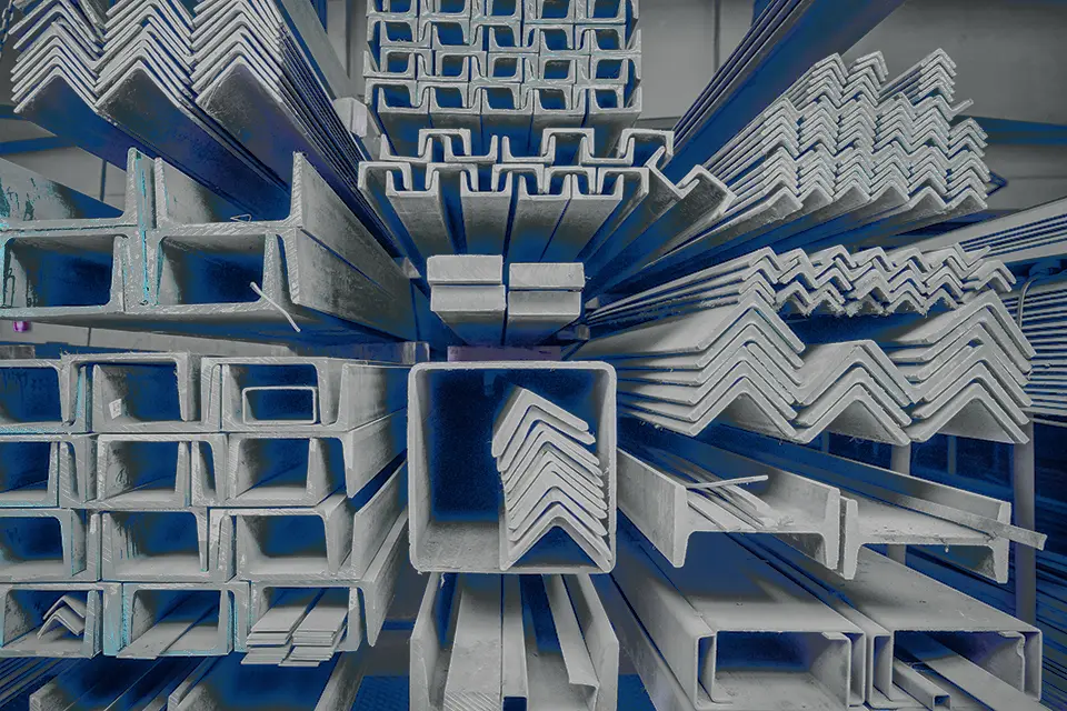 stack of steel extrusions